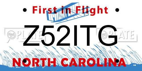 Z52ITG North Carolina License Plate