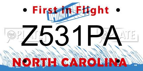 Z531PA North Carolina License Plate