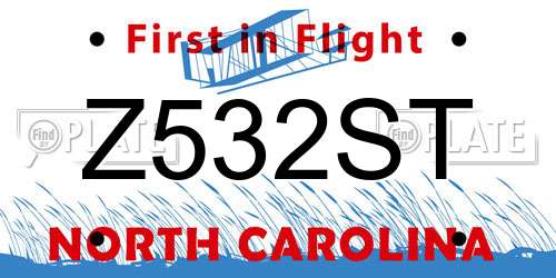 Z532ST North Carolina License Plate
