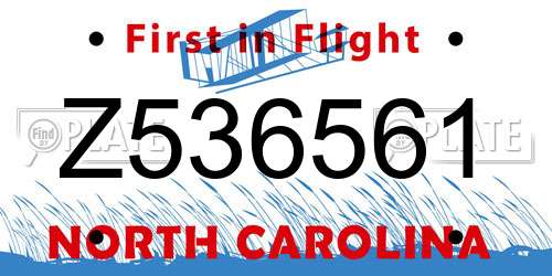 Z536561 North Carolina License Plate