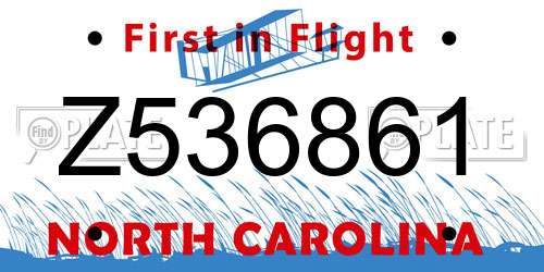 Z536861 North Carolina License Plate