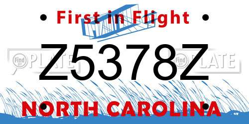 Z5378Z North Carolina License Plate