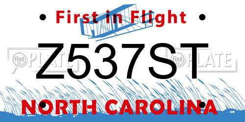 Z537ST North Carolina License Plate