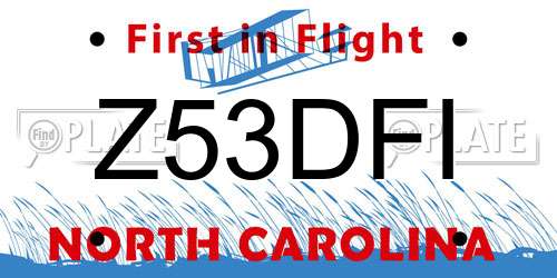 Z53DFI North Carolina License Plate