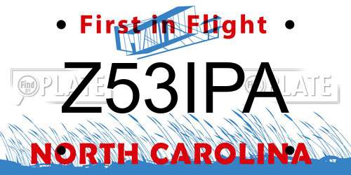 Z53IPA North Carolina License Plate