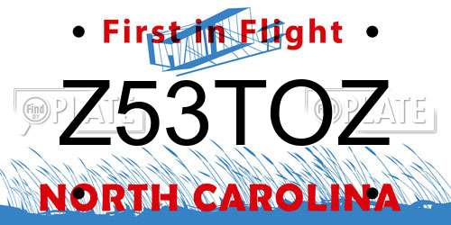 Z53TOZ North Carolina License Plate