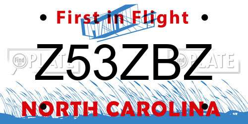 Z53ZBZ North Carolina License Plate