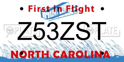 Z53ZST North Carolina License Plate