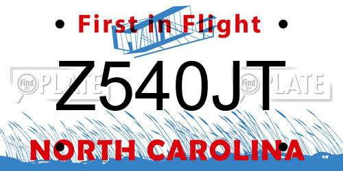 Z540JT North Carolina License Plate