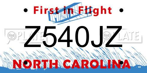 Z540JZ North Carolina License Plate