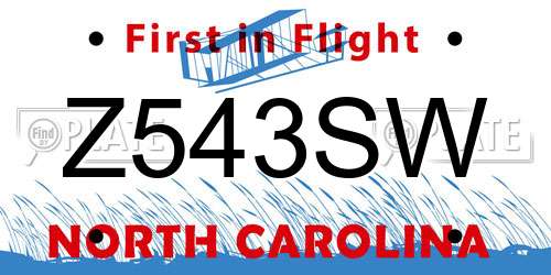 Z543SW North Carolina License Plate
