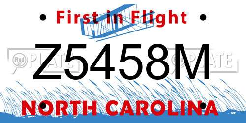 Z5458M North Carolina License Plate