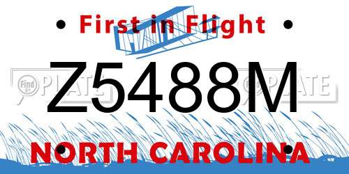 Z5488M North Carolina License Plate