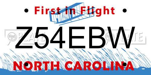 Z54EBW North Carolina License Plate