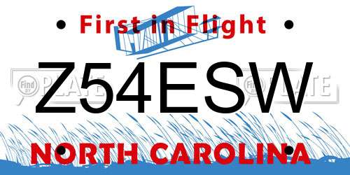 Z54ESW North Carolina License Plate