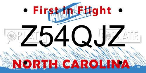 Z54QJZ North Carolina License Plate