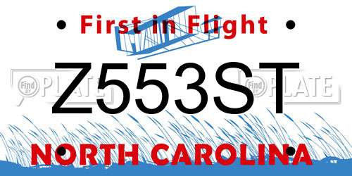 Z553ST North Carolina License Plate