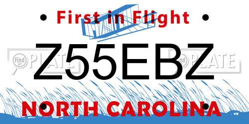 Z55EBZ North Carolina License Plate