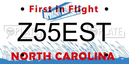 Z55EST North Carolina License Plate