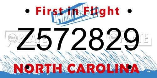 Z572829 North Carolina License Plate