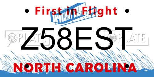 Z58EST North Carolina License Plate