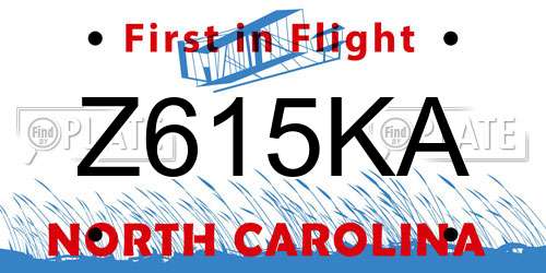 Z615KA North Carolina License Plate