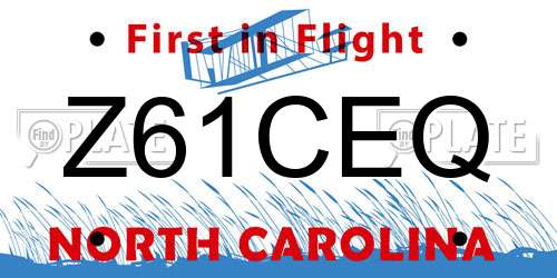 Z61CEQ North Carolina License Plate