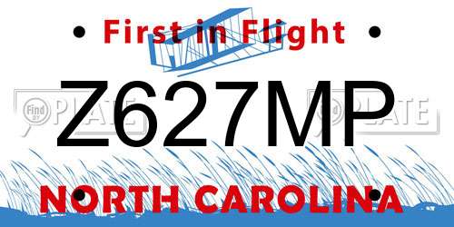 Z627MP North Carolina License Plate