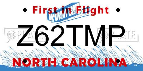 Z62TMP North Carolina License Plate