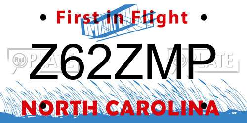 Z62ZMP North Carolina License Plate