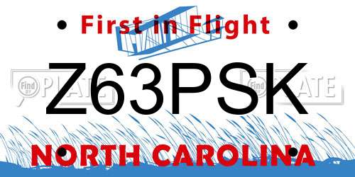 Z63PSK North Carolina License Plate