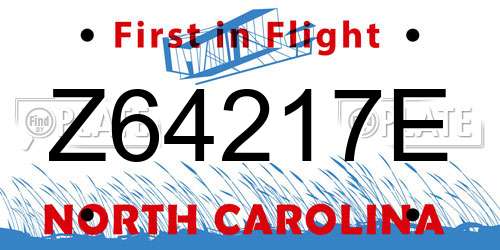 Z64217E North Carolina License Plate