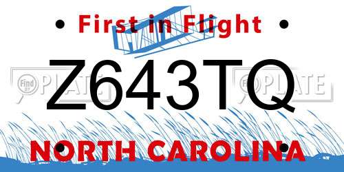Z643TQ North Carolina License Plate