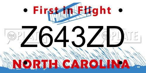 Z643ZD North Carolina License Plate