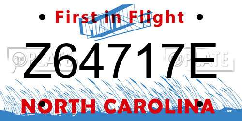 Z64717E North Carolina License Plate
