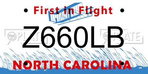 Z660LB North Carolina License Plate