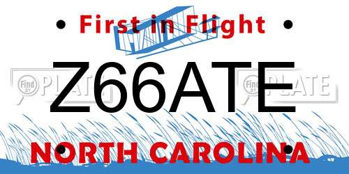 Z66ATE North Carolina License Plate
