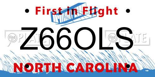 Z66OLS North Carolina License Plate