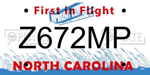 Z672MP North Carolina License Plate