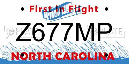 Z677MP North Carolina License Plate