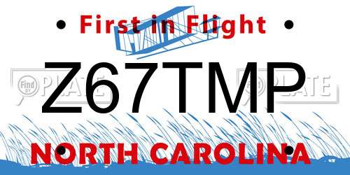 Z67TMP North Carolina License Plate