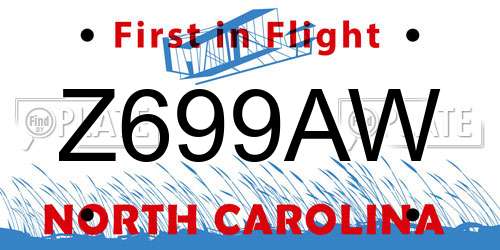 Z699AW North Carolina License Plate