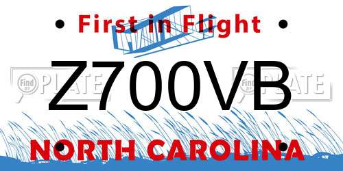 Z700VB North Carolina License Plate