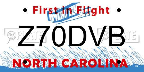 Z70DVB North Carolina License Plate