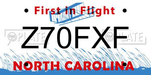 Z70FXF North Carolina License Plate