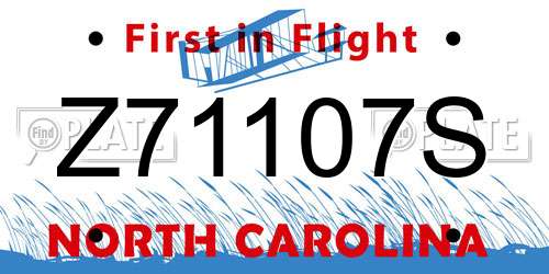 Z71107S North Carolina License Plate
