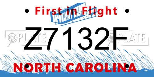 Z7132F North Carolina License Plate