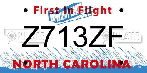 Z713ZF North Carolina License Plate