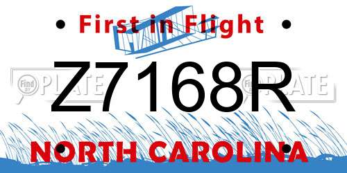 Z7168R North Carolina License Plate
