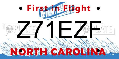 Z71EZF North Carolina License Plate